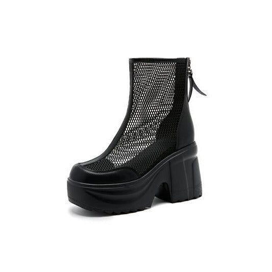 Women's Cool Breathable Martin Mesh Hollow Height Increasing Heels