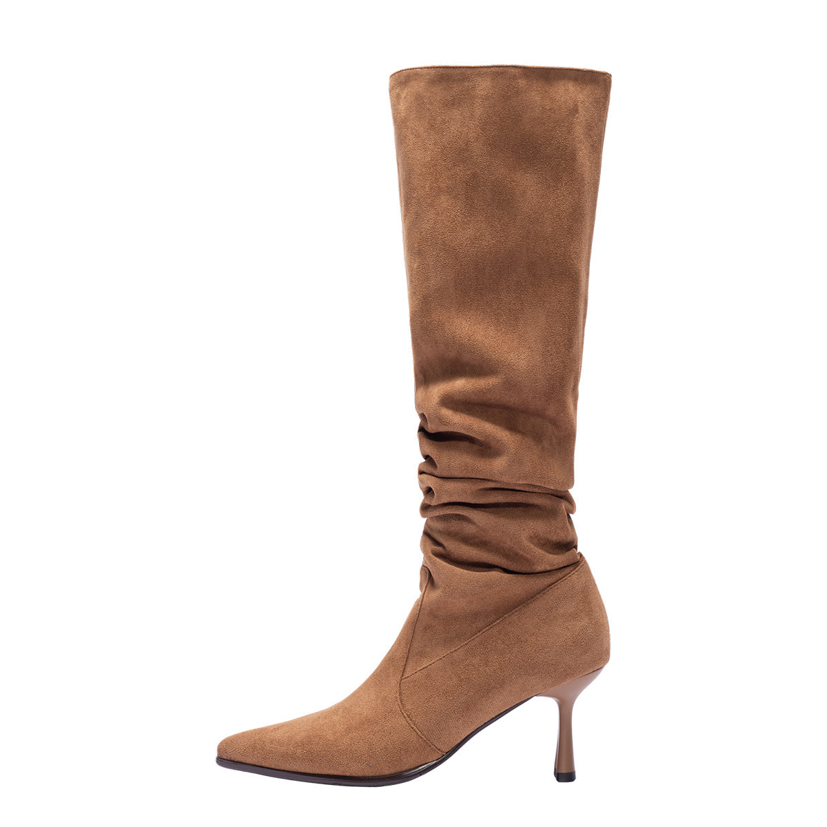 Women's Plus Veet Pointed Pile Style Stiletto Long-heeled Boots