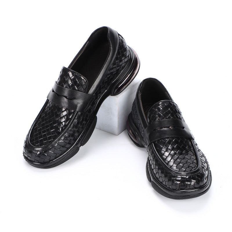 Men's Authentic Weave Air Cushion British Style Leather Shoes