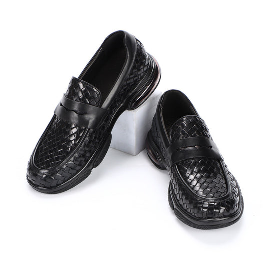 Men's Authentic Weave Air Cushion British Style Leather Shoes