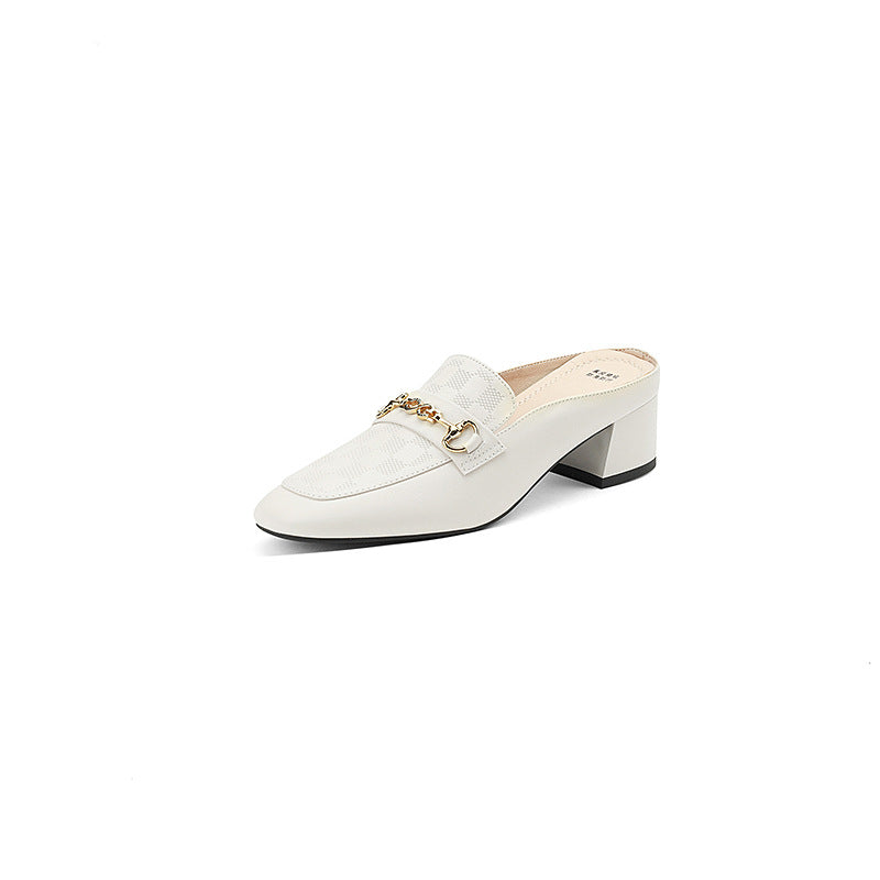 Inside Outside Chunky Closed Toe High Half Support Slippers