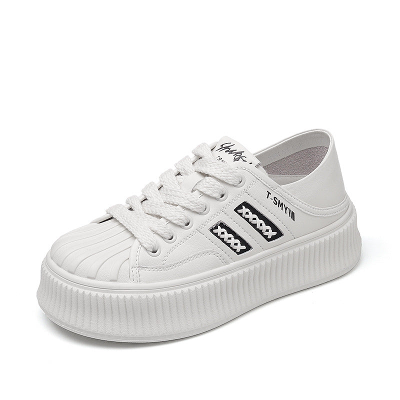 Women's Genuine Two-way White Platform Heighten Soft Casual Shoes