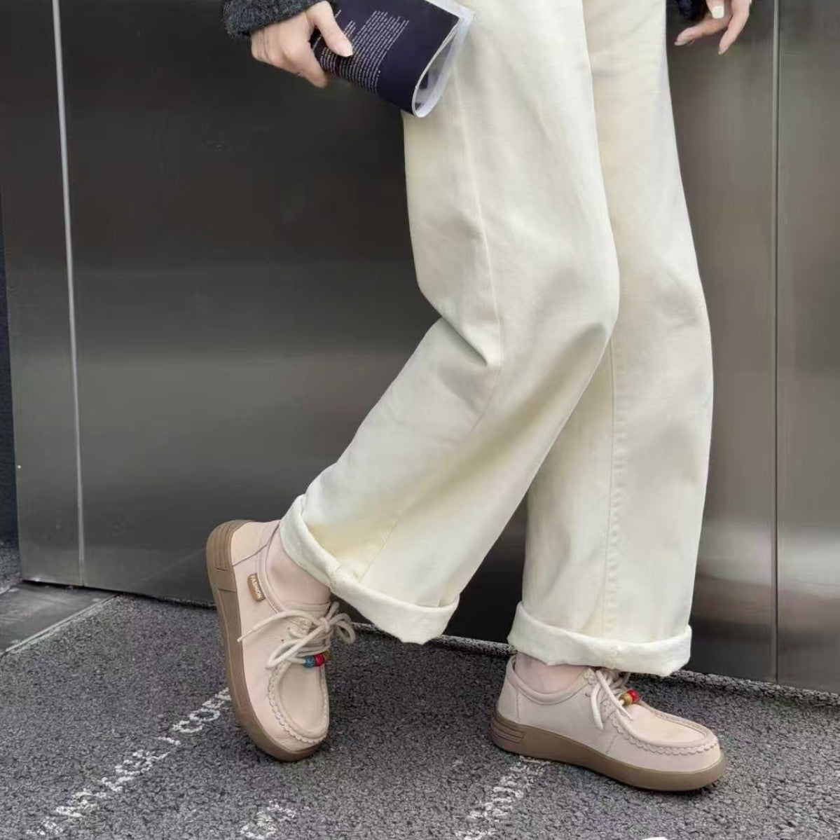 Women's Autumn Versatile Black Retro British Slip-on Women's Casual Shoes