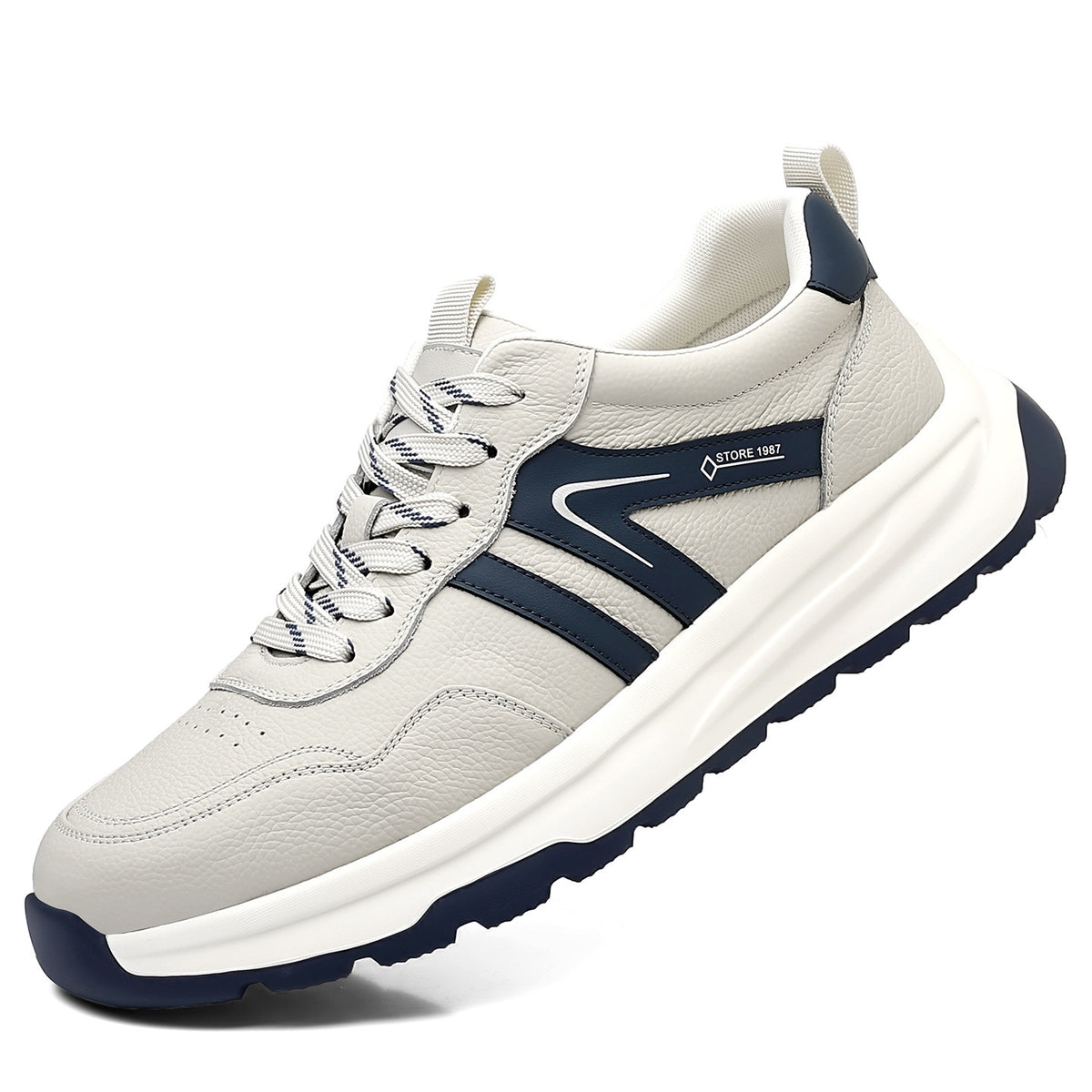 Men's Top Layer Cowhide Lightweight Foam Running Fashionable Men's Casual Shoes