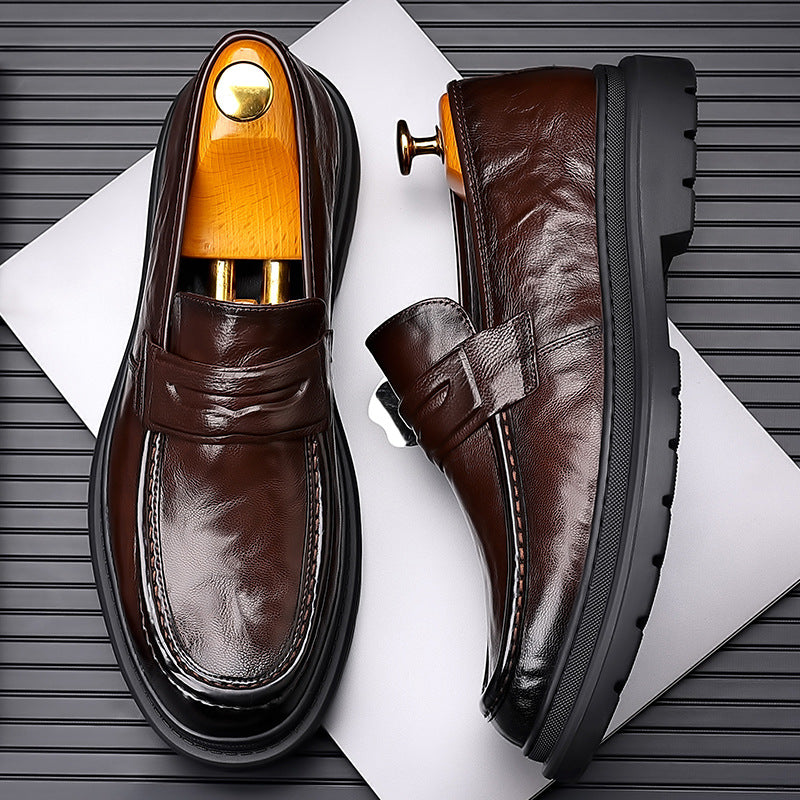 Men's Genuine Breathable British Fashion Sheepskin Korean Loafers