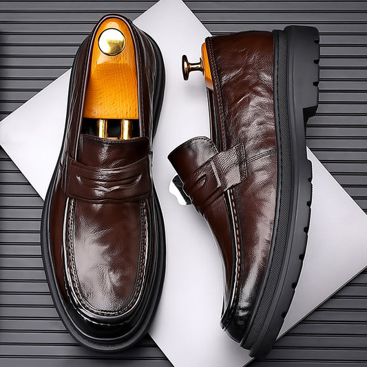 Men's Genuine Breathable British Fashion Sheepskin Korean Loafers