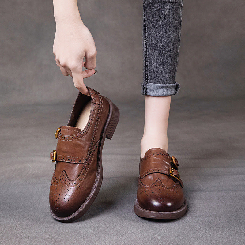 Women's First Layer Cowhide Flat Soft Bottom Loafers