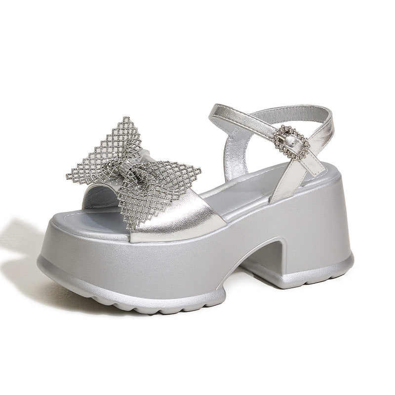 Women's Summer Sier Rhinestone Thick Bottom Chunky Sandals