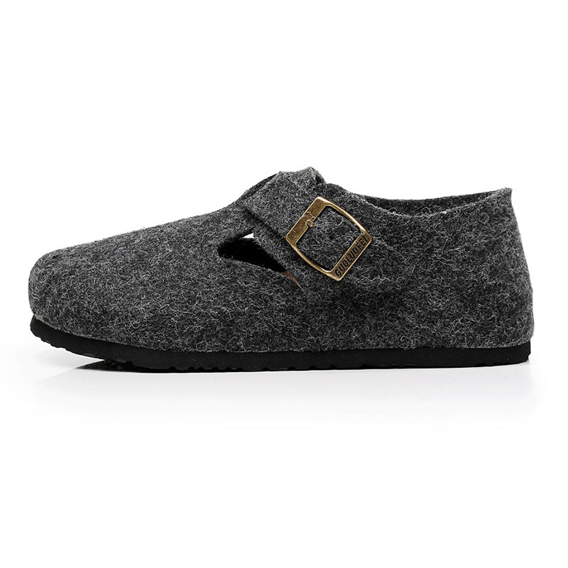 Women's & Men's Wool Felt Cork Outdoor Woolen Soft Flat Sandals