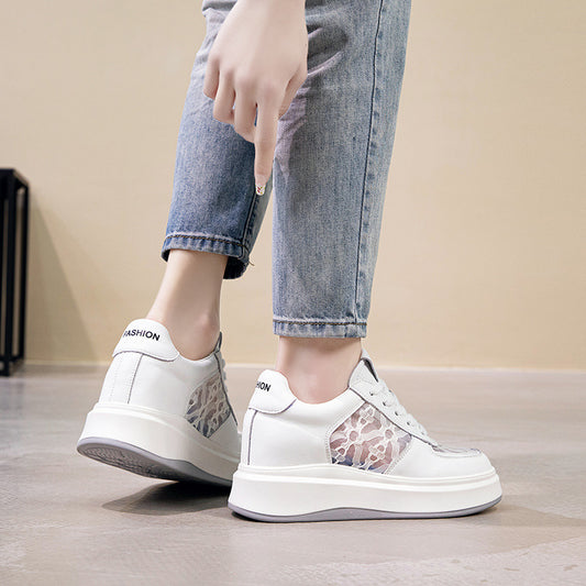 Women's Summer Hidden White Platform Lace Mesh Casual Shoes