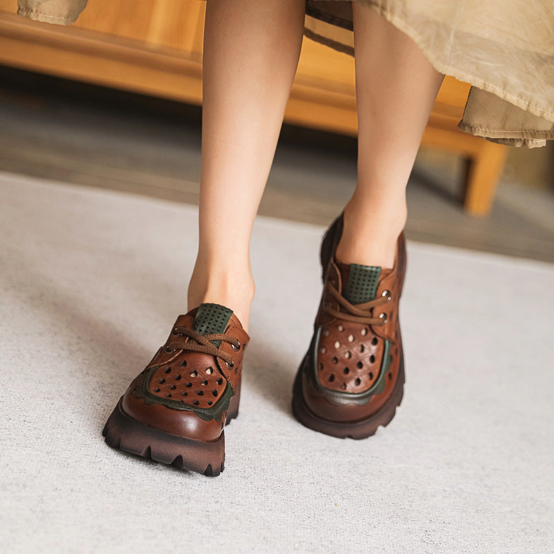 Women's Genuine Hole Thick Bottom Hollowed Leisure Pumps Casual Shoes