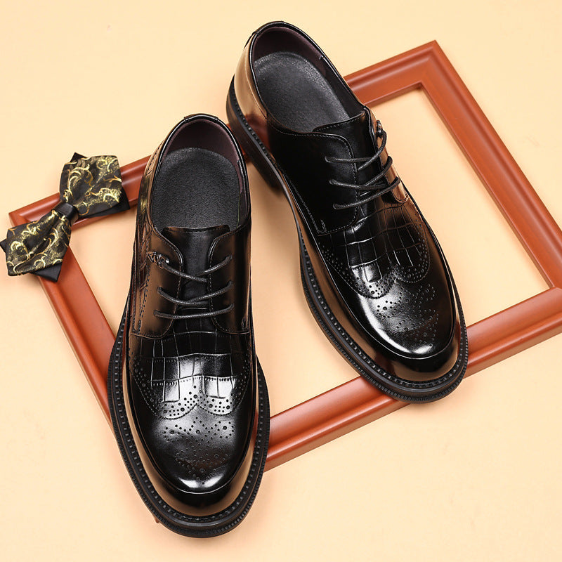 Men's Autumn First Layer Cowhide Formal Wear Wedding Men's Business Leather Shoes