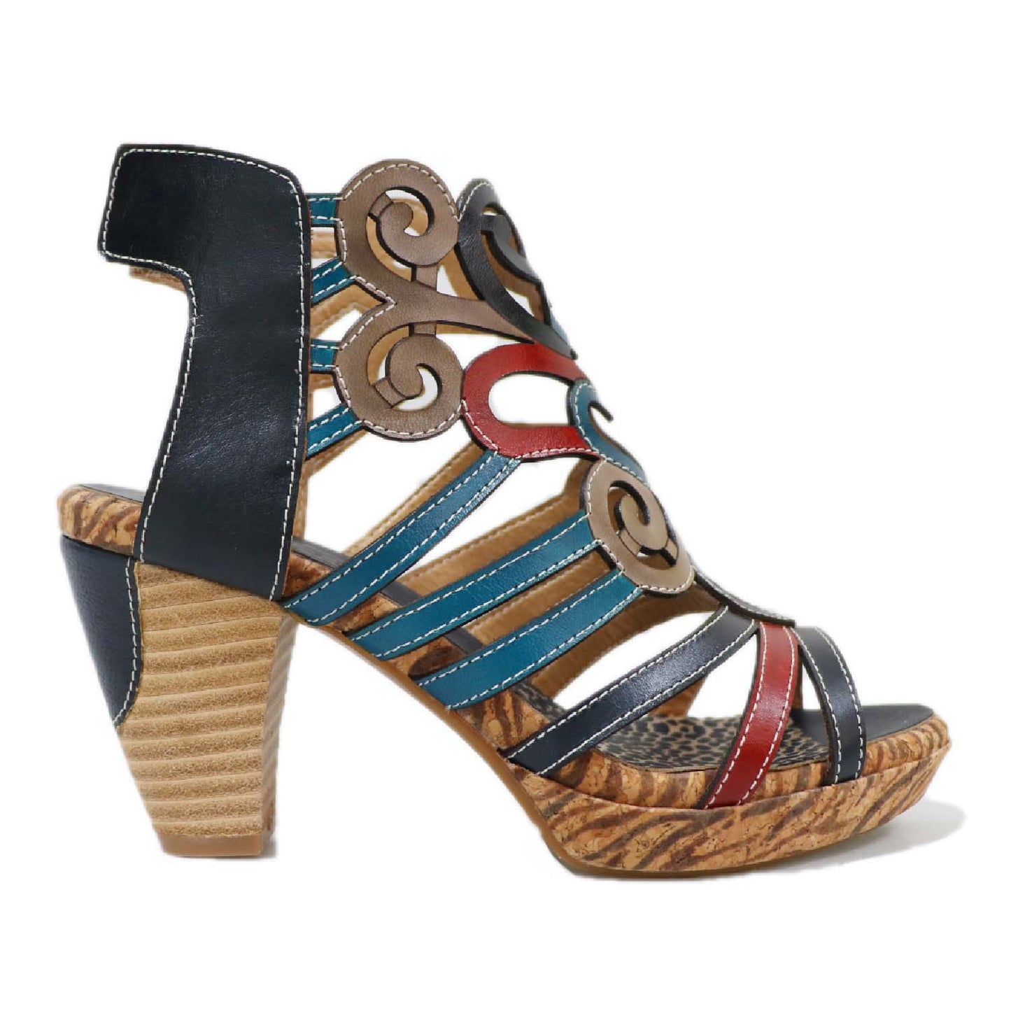 Zipper Stiletto Buckle Strap Gold Rubber Heels
