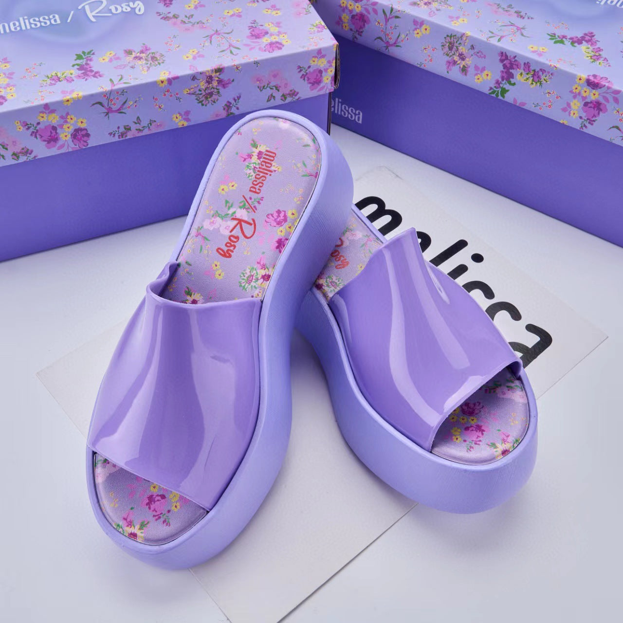 Women's Gel Purple Platform Flip-flops Beach Slippers