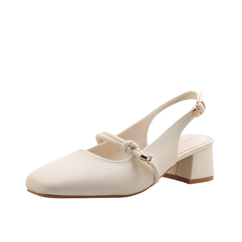 Women's French Closed Toe Temperament Wild Thick Heels