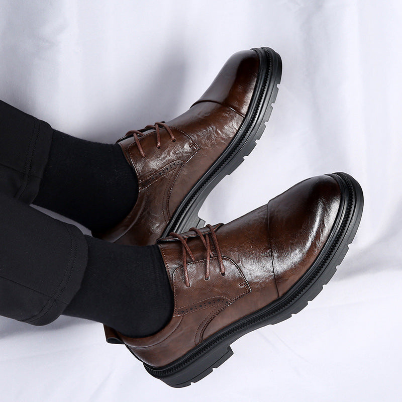 Men's British Style Business Formal Bridegroom Wedding Waterproof Leather Shoes