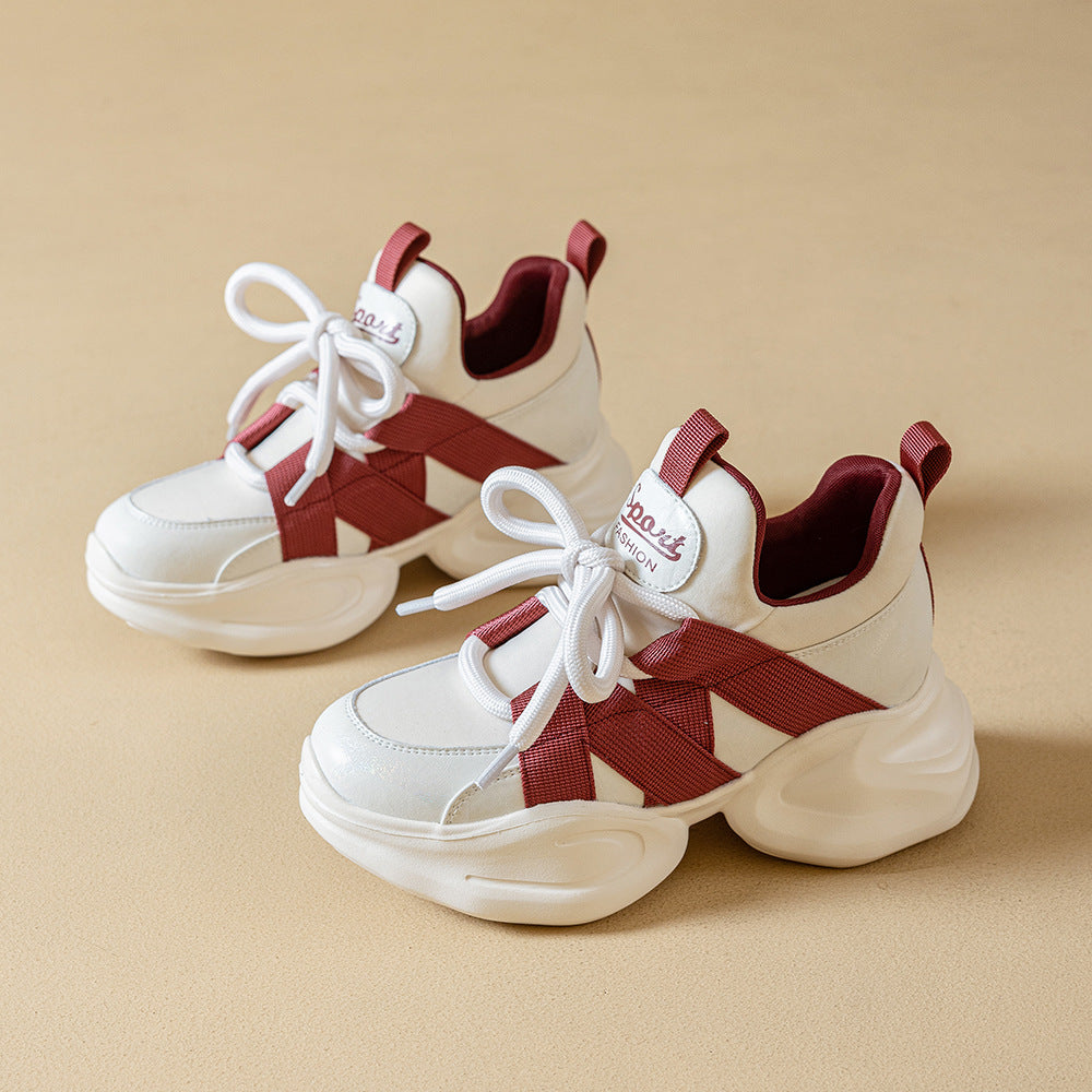Women's Authentic Clunky Korean Black Platform Height Increasing Women's Casual Shoes