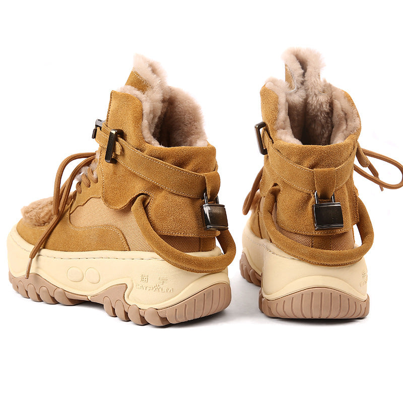 Women's Warm Woolen Sheepskin Fur Integrated Northeast Boots