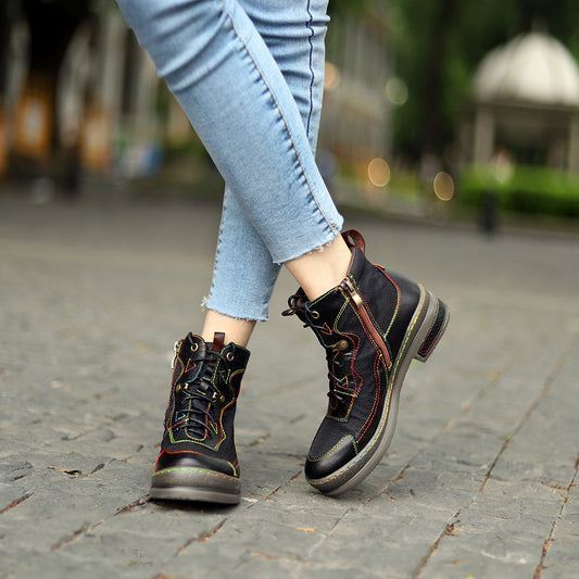 Texture Double Color Thread Sewing Stitching Women's Shoes
