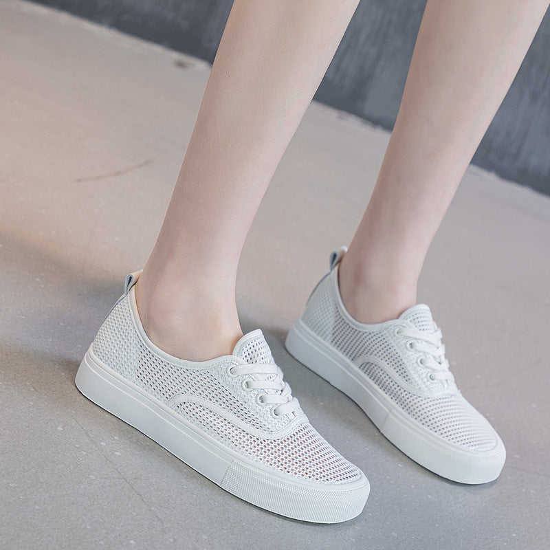 Women's Surface White Sports Summer Breathable Flat Sneakers