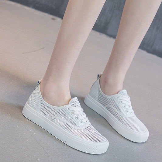 Women's Surface White Sports Summer Breathable Flat Sneakers