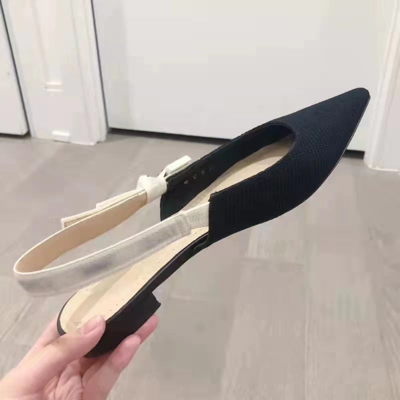 Women's Summer Stiletto Pointed Toe Kitten Closed Back Heels