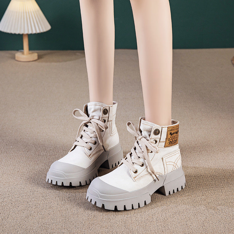 Women's Classic Martin Thick-soled Autumn High Canvas Shoes