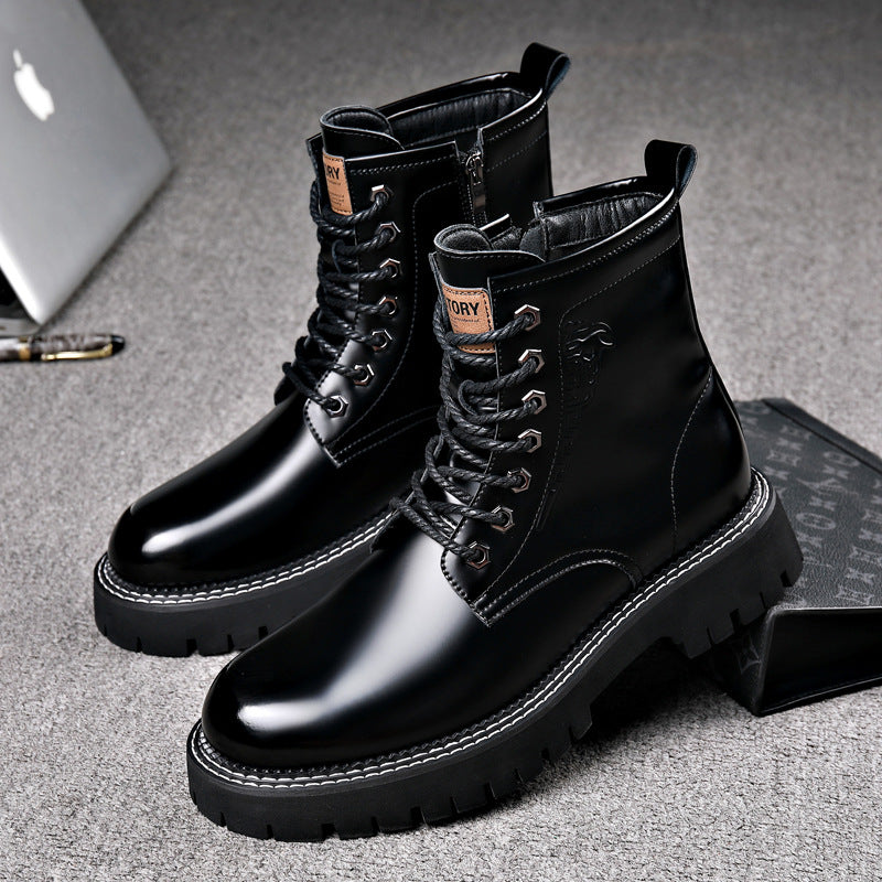 Men's Martin Fashion Color Wool Warm Side Zipper Boots