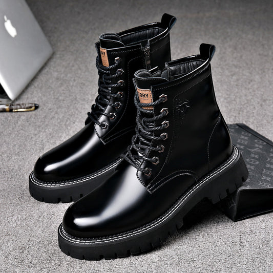 Men's Martin Fashion Color Wool Warm Side Zipper Boots