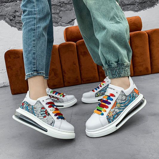 Women's & Men's White Fashionable Autumn Summer Air Cushion Sneakers