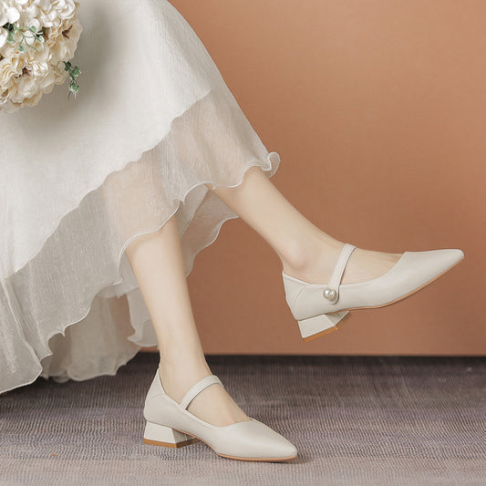 Women's Professional British Style Spring Genuine Pointed Casual Shoes