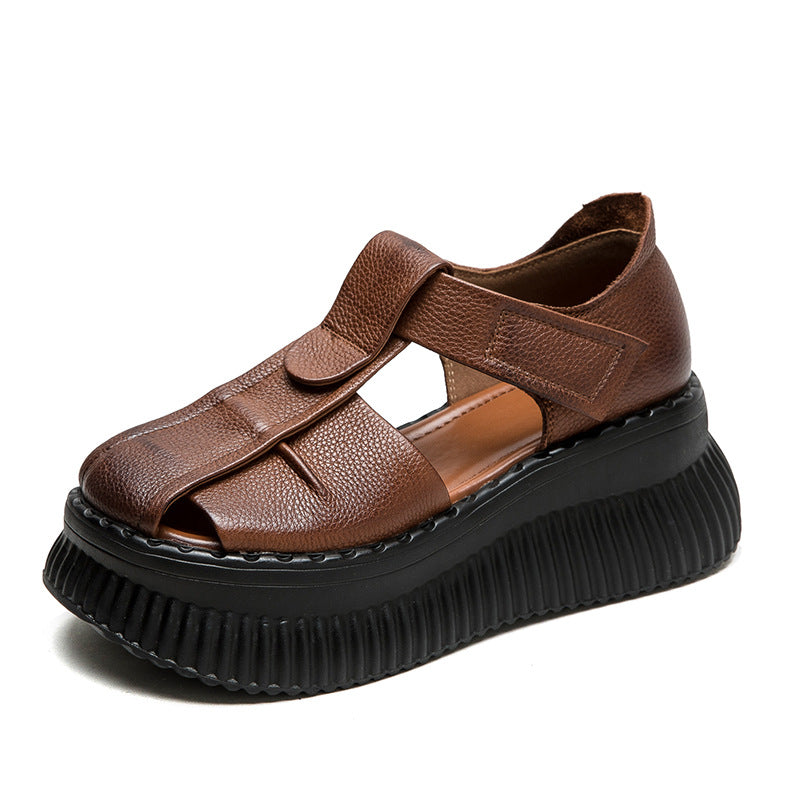 Women's Closed Toe Platform Soft Surface Retro Top Sandals