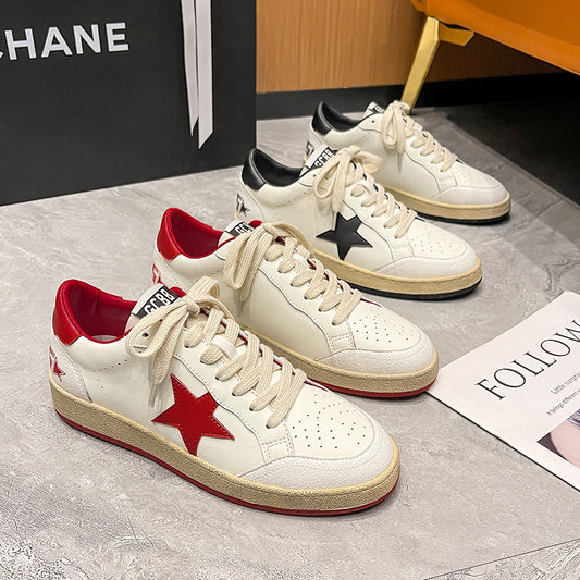 Women's Vintage Genuine Distressed White Flat Multicolor Sports Height Increasing Casual Shoes