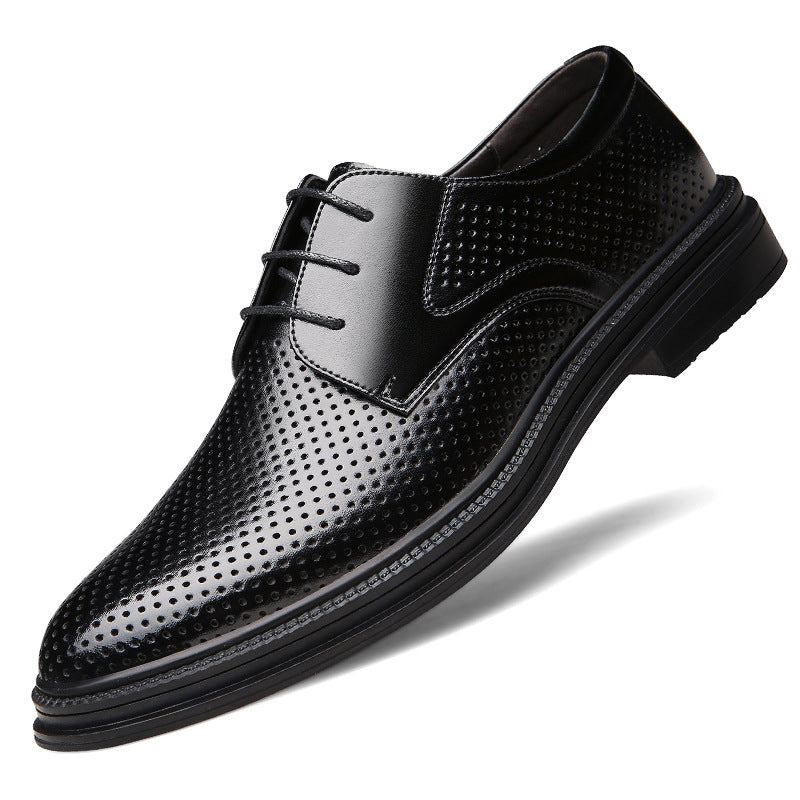 Men's Korean Style British Fleece-lined Business Formal Wear Platform Suit Leather Shoes