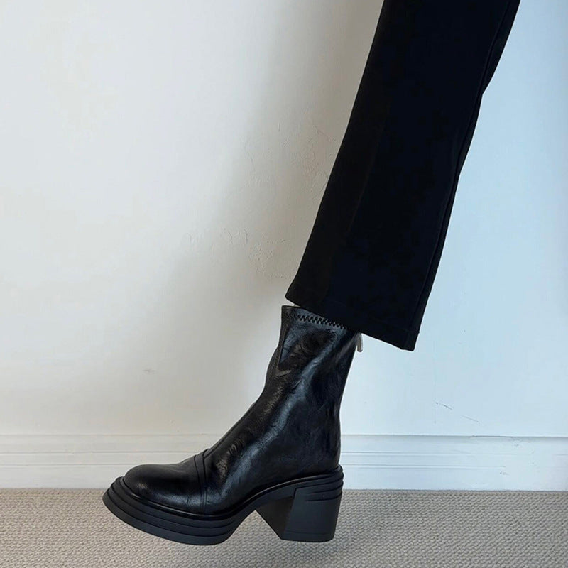 Women's With British Style Martin Round Head Boots