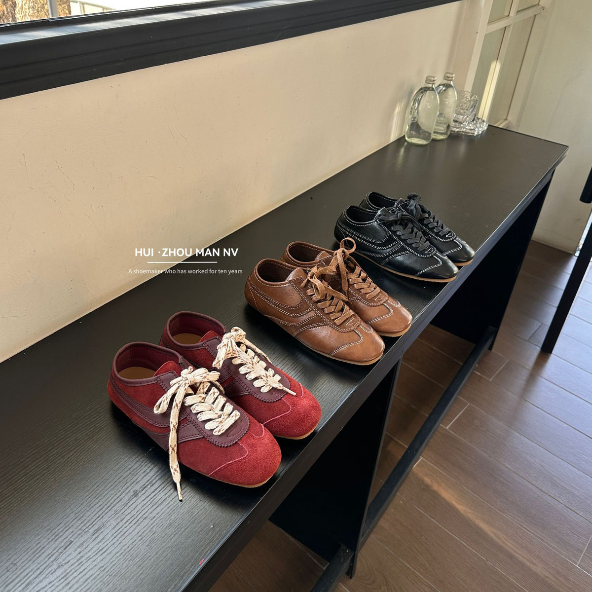 Women's Brown German Training Lace Color Block Sneakers