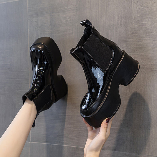 Women's Insole Chelsea Chunky Square Toe Vintage Boots