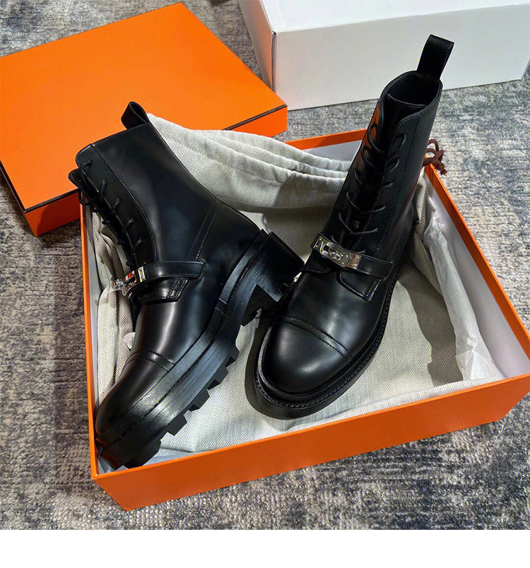 Women's Toe Sier Lock Chunky Martin Raise Boots