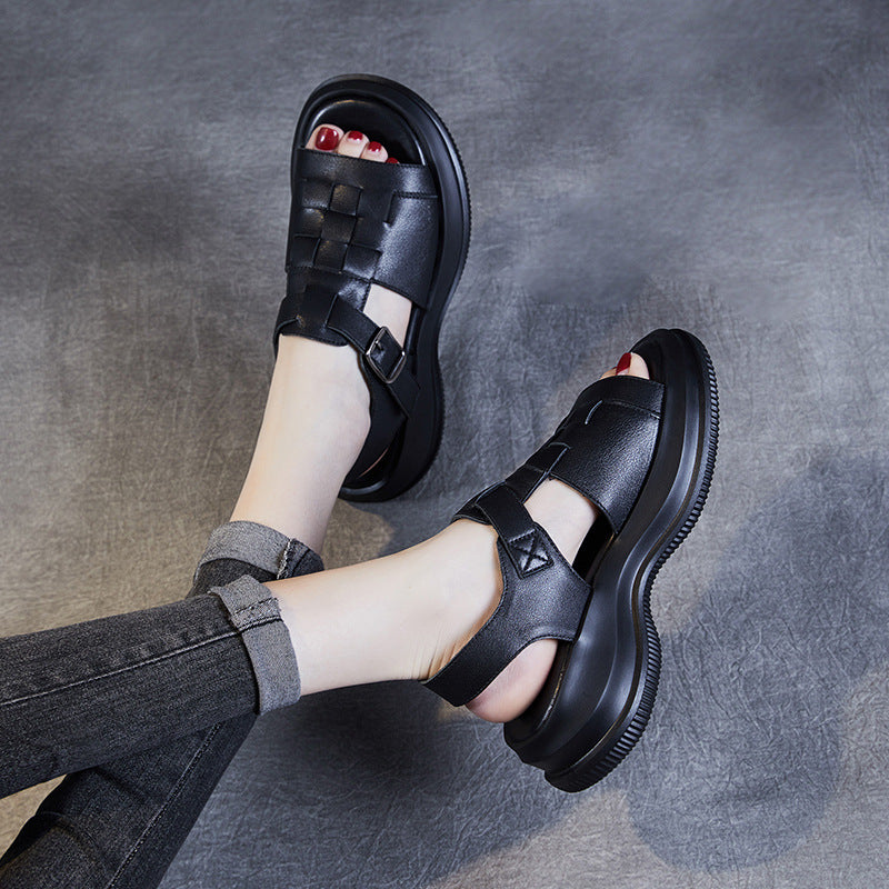Women's & Men's Weave Fashion Thick Bottom Chunky Roman Open Sandals