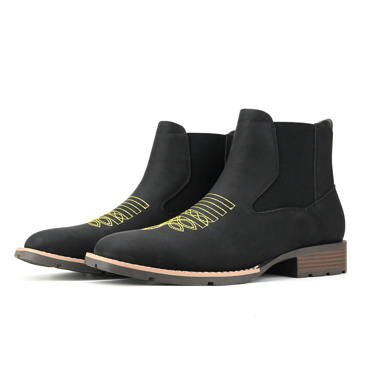 Men's Durable Embroidered Slip-on Chelsea Martin Boots