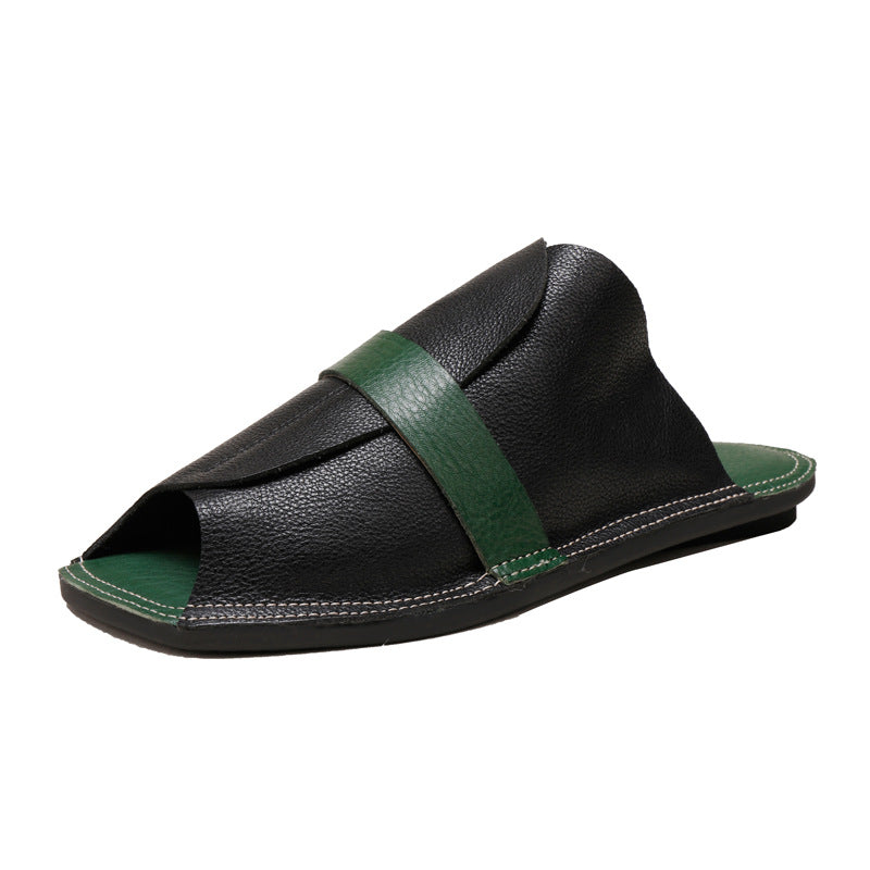Women's Ancient Square Head Color Matching Soft Sandals