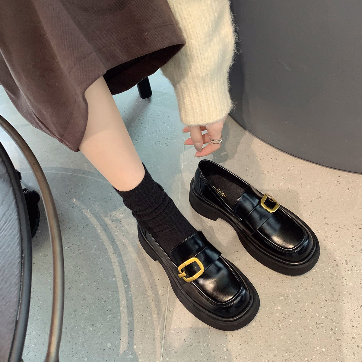 Women's & Men's High Goods Full Cowhide Platform Slip-on Men's Shoes