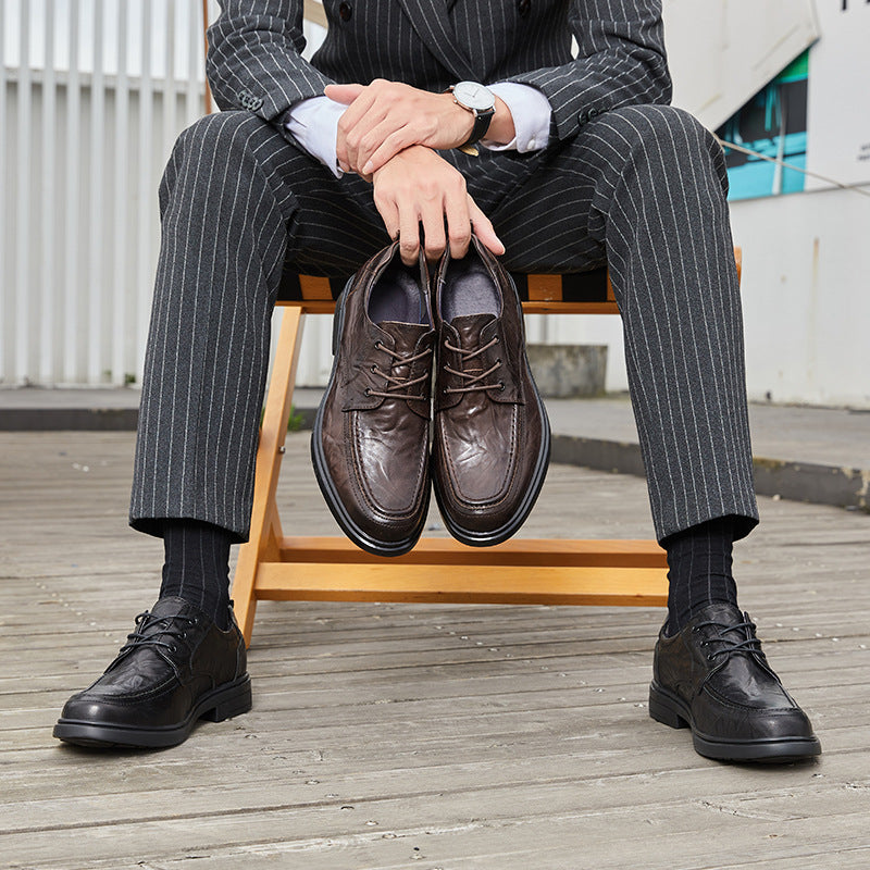 Men's Formal Wear Genuine Hand-rub Color British Style Leather Shoes