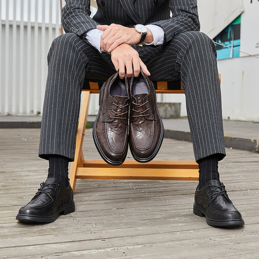 Men's Formal Wear Genuine Hand-rub Color British Style Leather Shoes