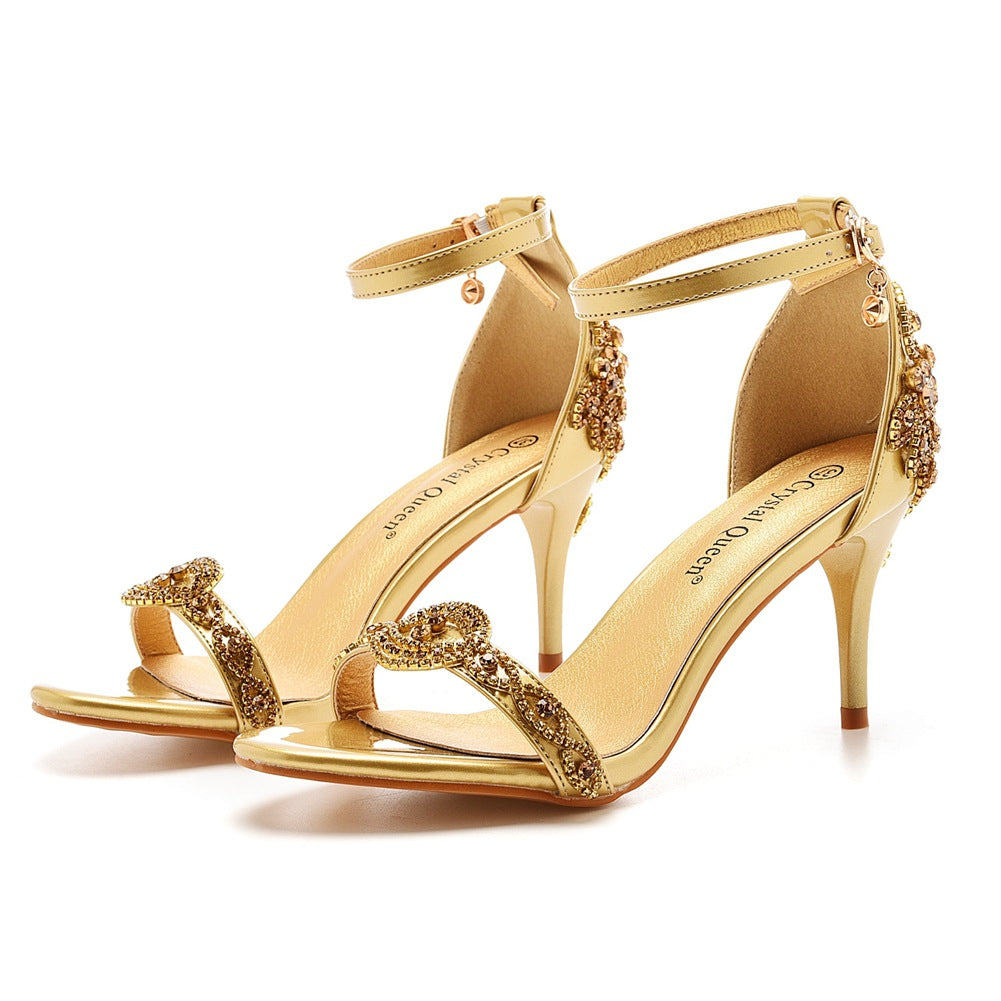 Elegant Shallow Mouth Stilettos Champagne Gold Wedding Heels