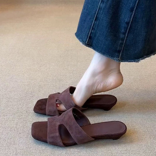 Women's Peep Toe Outer Wear Summer Mid Slippers