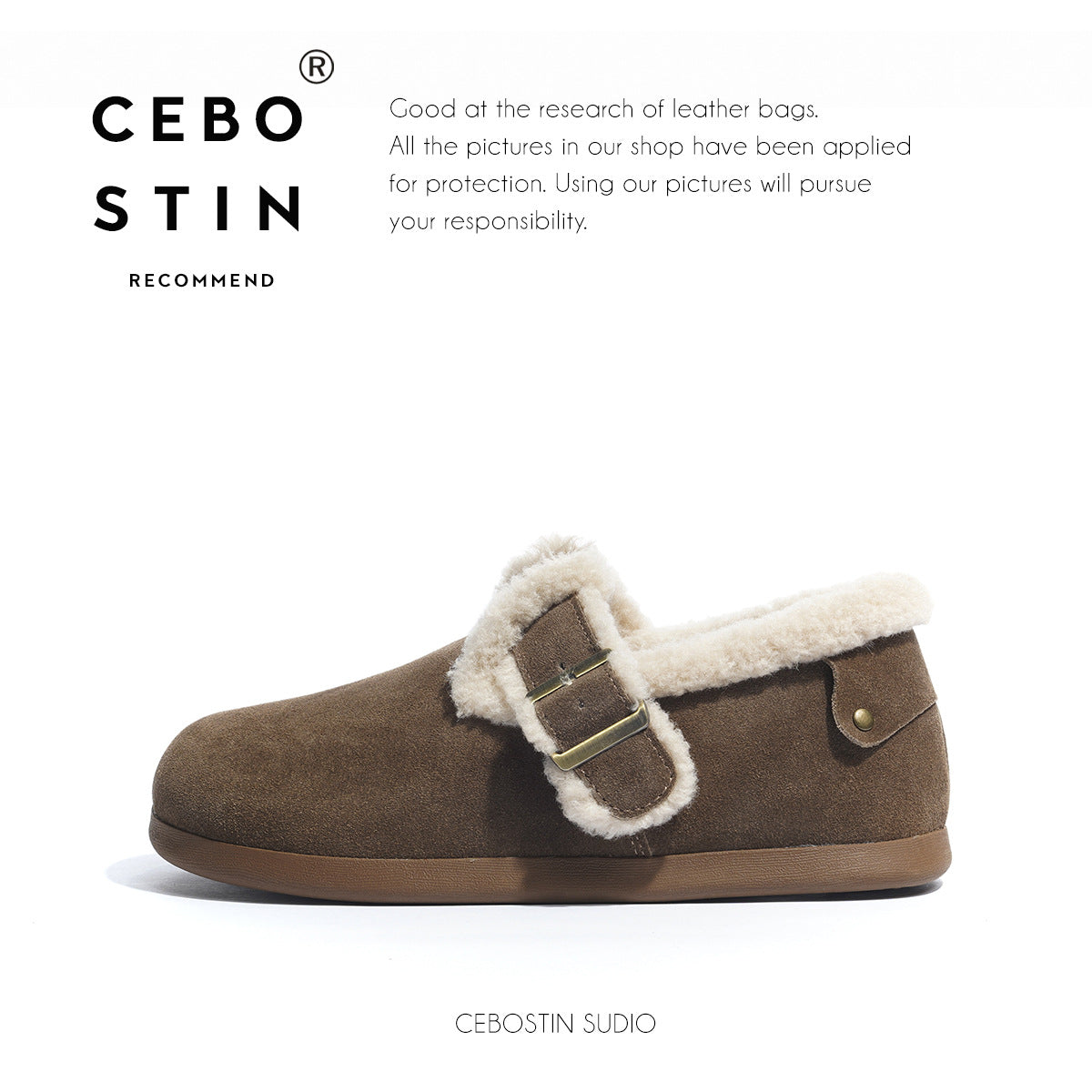 Fluffy Lamb Wool Female Winter Vintage Women's Shoes