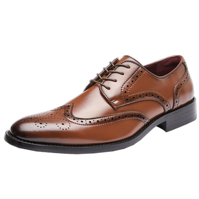 Men's Increasing Insole British Style Brogue Formal Men's Business Leather Shoes