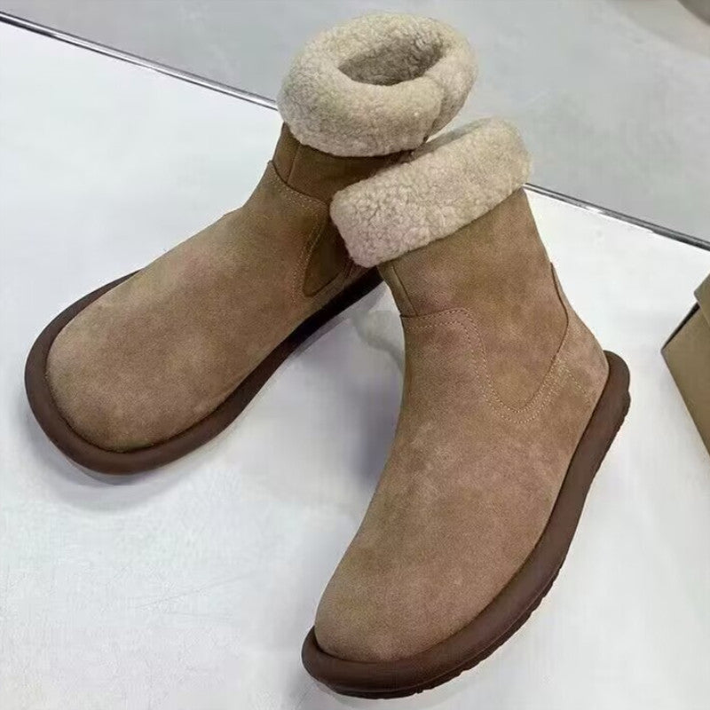 Real Fur Integrated Fleece-lined Thickening Thermal Snow Boots