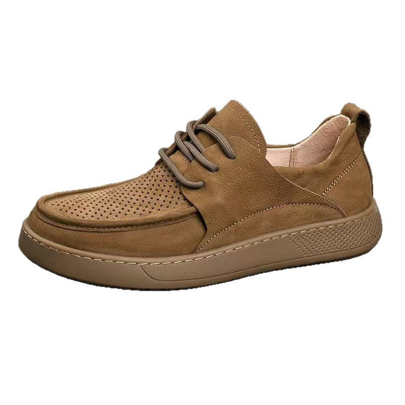 Men's Cowhide Soft Bottom Retro Style Versatile Men's Casual Shoes